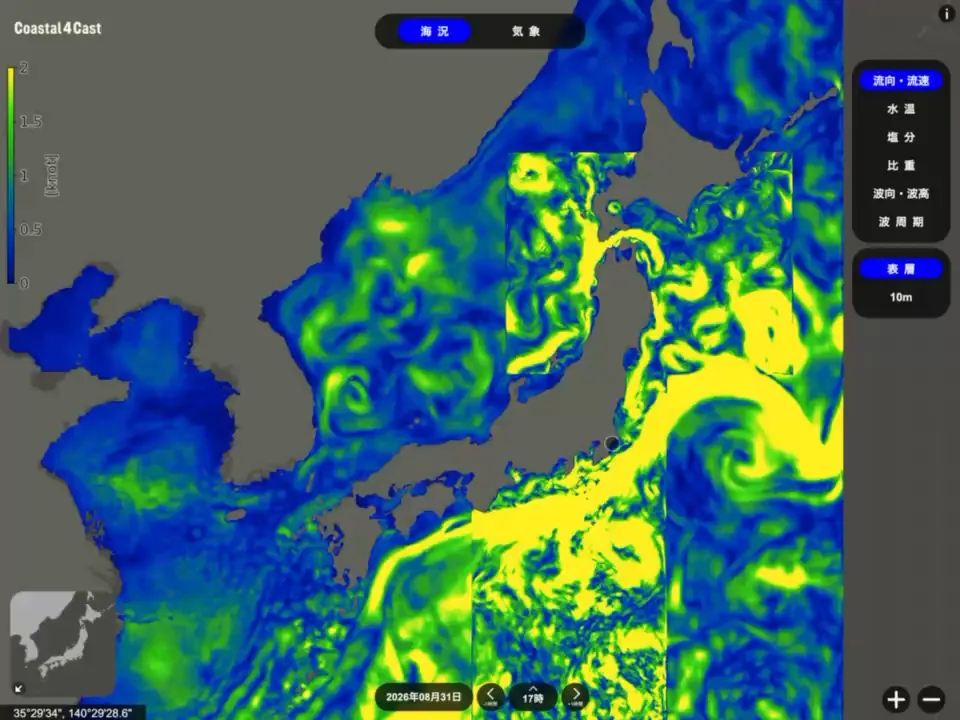 C4Cウェブアプリの海況表示画面